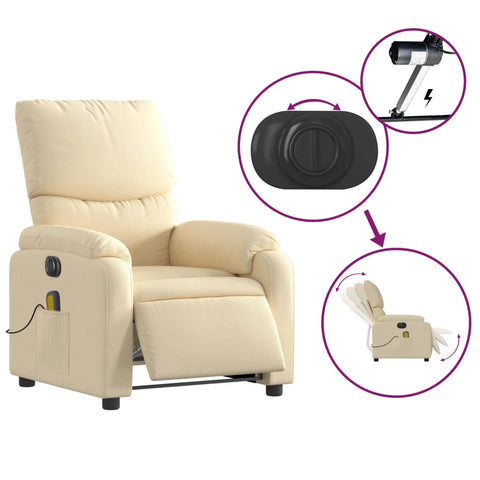 vidaXL Massagesessel Elektrisch Creme Stoff