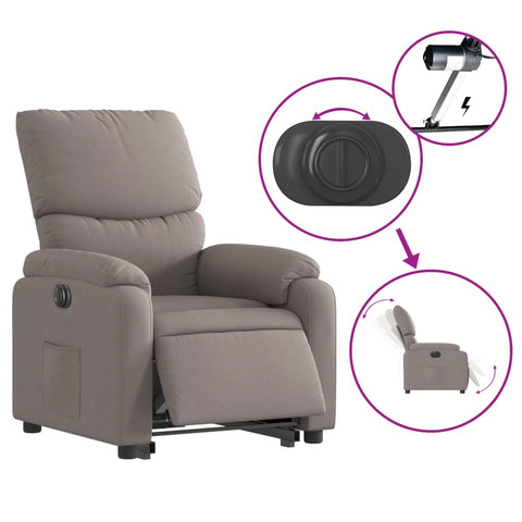 vidaXL Relaxsessel mit Aufstehhilfe Elektrisch Taupe Stoff