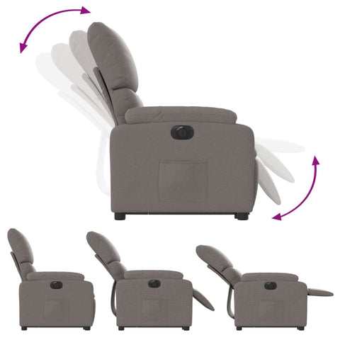 vidaXL Relaxsessel mit Aufstehhilfe Elektrisch Taupe Stoff