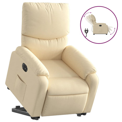 vidaXL Relaxsessel mit Aufstehhilfe Elektrisch Creme Stoff