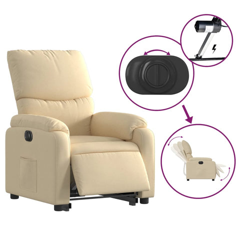 vidaXL Relaxsessel mit Aufstehhilfe Elektrisch Creme Stoff