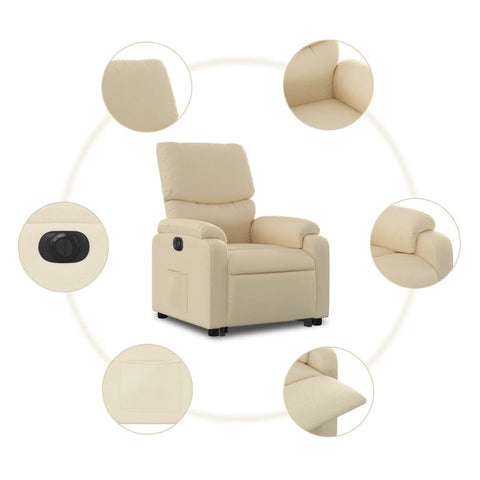 vidaXL Relaxsessel mit Aufstehhilfe Elektrisch Creme Stoff