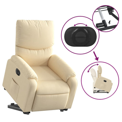 vidaXL Relaxsessel mit Aufstehhilfe Elektrisch Creme Stoff