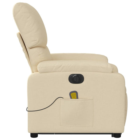 vidaXL Elektrischer Massagesessel mit Aufstehhilfe Creme Stoff