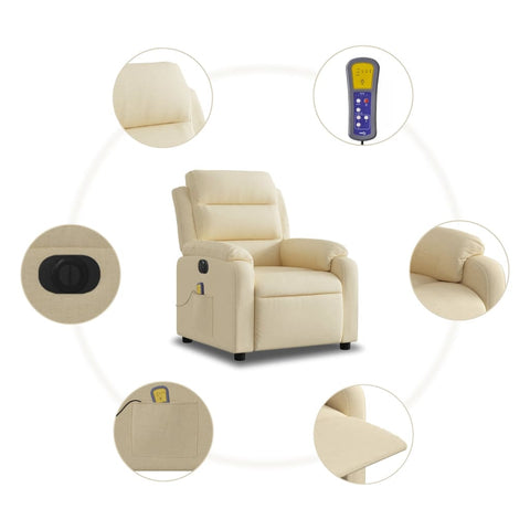 vidaXL Massagesessel Elektrisch Creme Stoff