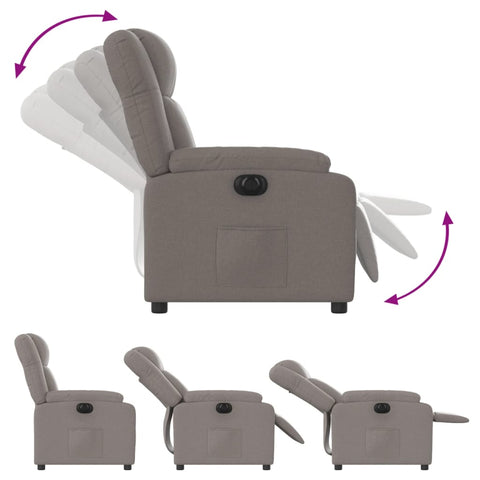 vidaXL Relaxsessel Elektrisch Taupe Stoff