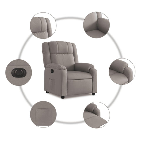 vidaXL Relaxsessel Elektrisch Taupe Stoff