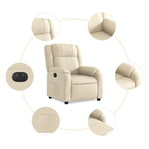 vidaXL Relaxsessel Elektrisch Creme Stoff