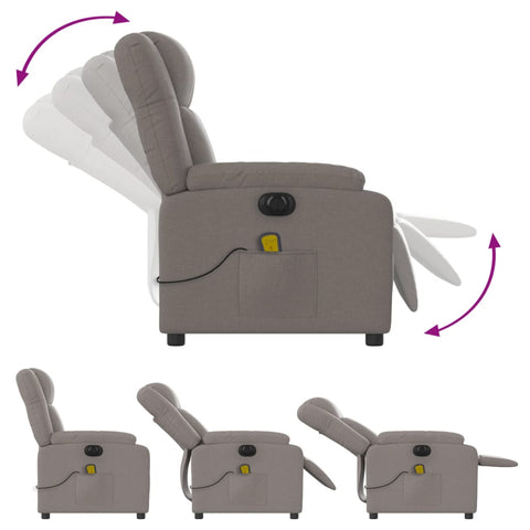 vidaXL Massagesessel Elektrisch Taupe Stoff