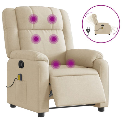 vidaXL Massagesessel Elektrisch Creme Stoff