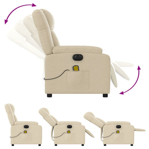 vidaXL Massagesessel Elektrisch Creme Stoff