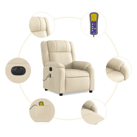 vidaXL Massagesessel Elektrisch Creme Stoff