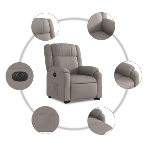 vidaXL Relaxsessel mit Aufstehhilfe Elektrisch Taupe Stoff