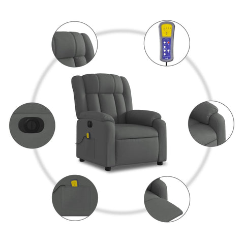 vidaXL Massagesessel Elektrisch Dunkelgrau Stoff