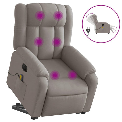 vidaXL Elektrischer Massagesessel mit Aufstehhilfe Taupe Stoff