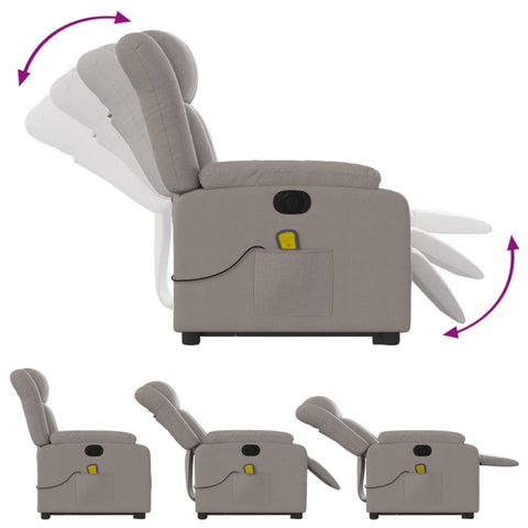 vidaXL Elektrischer Massagesessel mit Aufstehhilfe Taupe Stoff