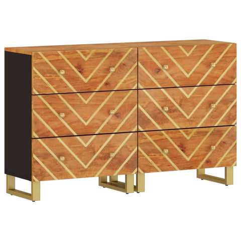 vidaXL Beistellschränke 2 Stk. Braun & Schwarz 60x33,5x75 cm Mangoholz