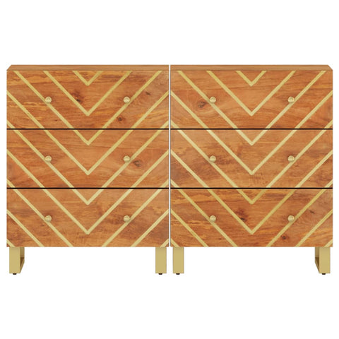 vidaXL Beistellschränke 2 Stk. Braun & Schwarz 60x33,5x75 cm Mangoholz