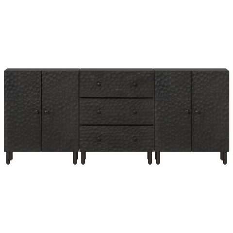 Beistellschränke 3 Stk. Schwarz 60x33x75 cm Massivholz Mango