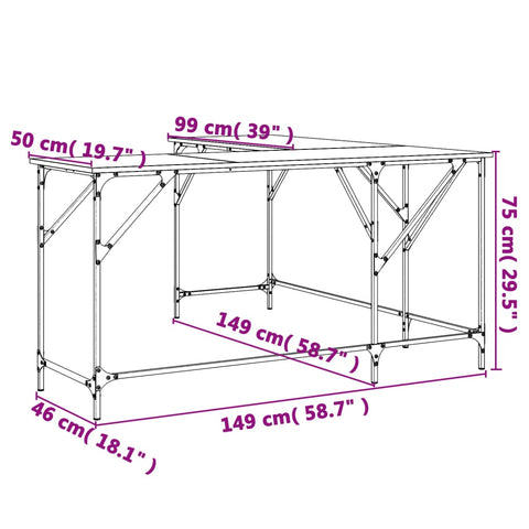 vidaXL Schreibtisch Schwarz 149x149x75 cm Holzwerkstoff