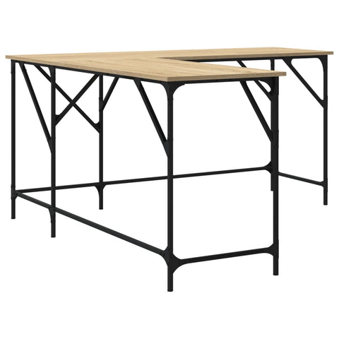 vidaXL Schreibtisch Sonoma-Eiche 149x149x75 cm Holzwerkstoff