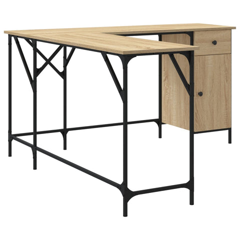 vidaXL Schreibtisch Sonoma-Eiche 141x141x75 cm Holzwerkstoff