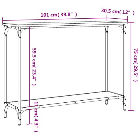 vidaXL Konsolentisch Schwarz 101x30,5x75 cm Holzwerkstoff