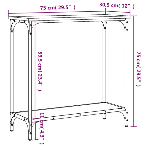 vidaXL Konsolentisch Schwarz 75x30,5x75 cm Holzwerkstoff