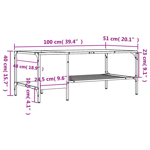 vidaXL Couchtisch mit Regal Sonoma-Eiche 100x51x40 cm Holzwerkstoff