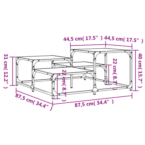 vidaXL Couchtisch Räuchereiche 87,5x87,5x40 cm Holzwerkstoff