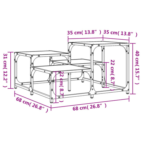 vidaXL Couchtisch Sonoma-Eiche 68x68x40 cm Holzwerkstoff