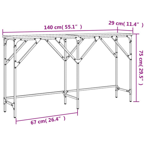 vidaXL Konsolentisch Sonoma-Eiche 140x29x75 cm Holzwerkstoff