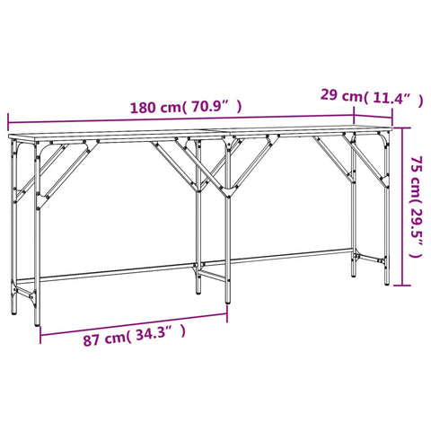 vidaXL Konsolentisch Sonoma-Eiche 180x29x75 cm Holzwerkstoff