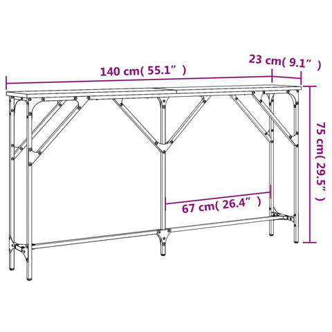 vidaXL Konsolentisch Schwarz 140x23x75 cm Holzwerkstoff