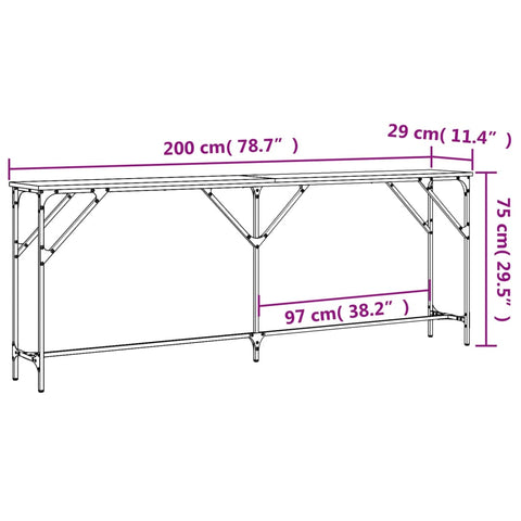 vidaXL Konsolentisch Schwarz 200x29x75 cm Holzwerkstoff