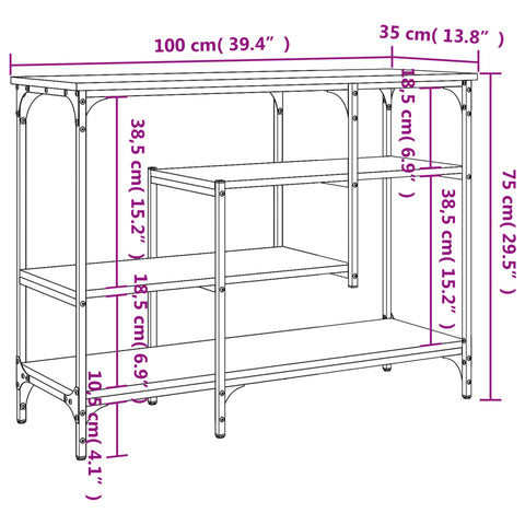 vidaXL Konsolentisch mit Ablagen Räuchereiche 100x35x75 cm