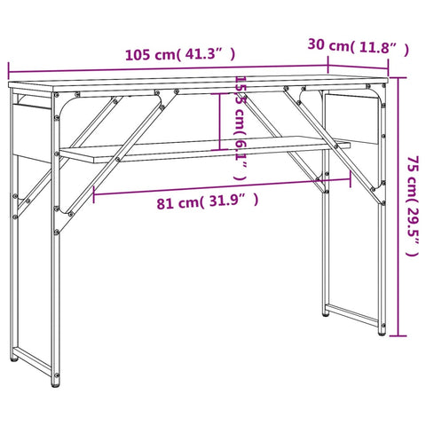 vidaXL Konsolentisch mit Ablage Sonoma-Eiche 105x30x75cm Holzwerkstoff