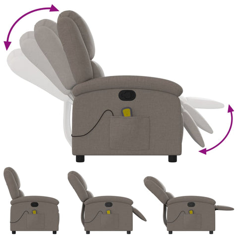 vidaXL Massagesessel Taupe Stoff