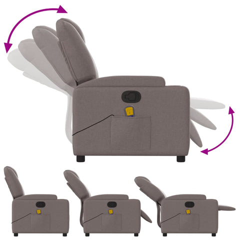 vidaXL Massagesessel Taupe Stoff