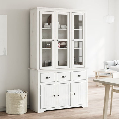 Highboard BODO Weiß 115,5x43x200,5 cm Massivholz Kiefer