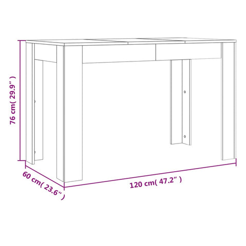 Esstisch Grau Sonoma 120x60x76 cm Holzwerkstoff