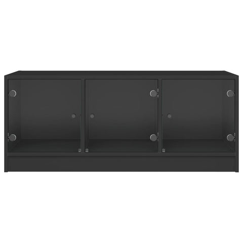 vidaXL Couchtisch mit Glastüren Schwarz 102x50x42 cm