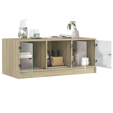 vidaXL Couchtisch mit Glastüren Sonoma-Eiche 102x50x42 cm