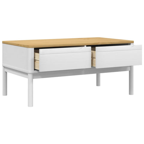 vidaXL Couchtisch FLORO Weiß 99x55,5x45 cm Massivholz Kiefer