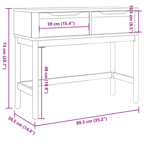 vidaXL Konsolentisch FLORO Weiß 89,5x36,5x73 cm Massivholz Kiefer