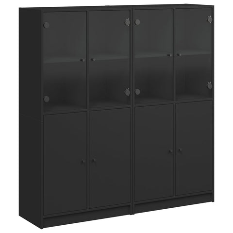 Bücherschrank mit Türen Schwarz 136x37x142 cm Holzwerkstoff