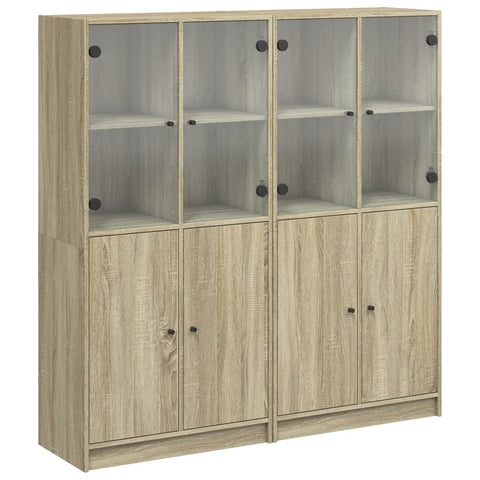 vidaXL Bücherschrank mit Türen Sonoma-Eiche 136x37x142cm Holzwerkstoff