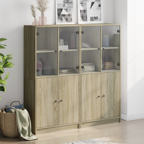 vidaXL Bücherschrank mit Türen Sonoma-Eiche 136x37x142cm Holzwerkstoff