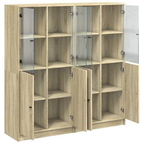 vidaXL Bücherschrank mit Türen Sonoma-Eiche 136x37x142cm Holzwerkstoff