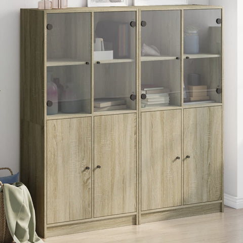 vidaXL Bücherschrank mit Türen Sonoma-Eiche 136x37x142cm Holzwerkstoff